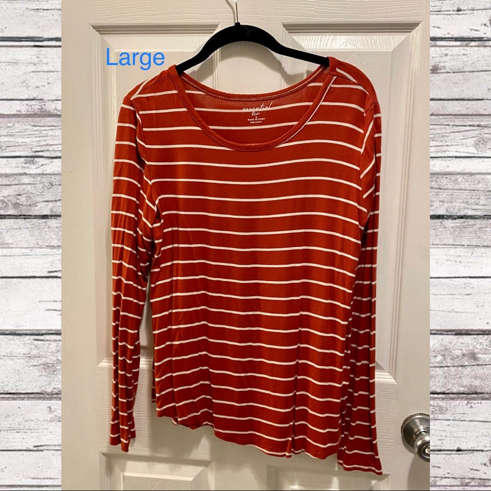 Burnt Orange Striped Long Sleeve